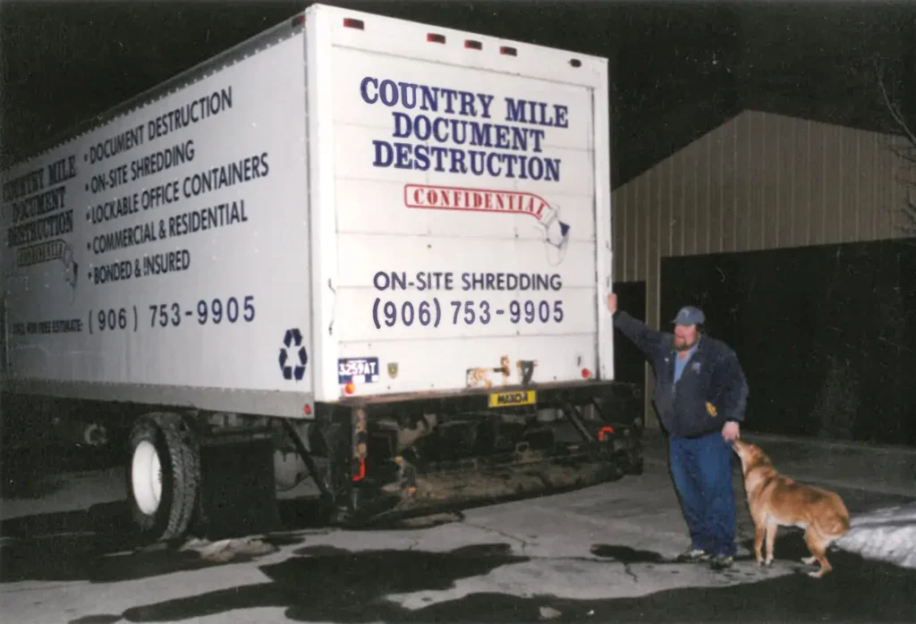 Historical photo of Country Mile Document Destruction owner and his traveling shredder truck - 2