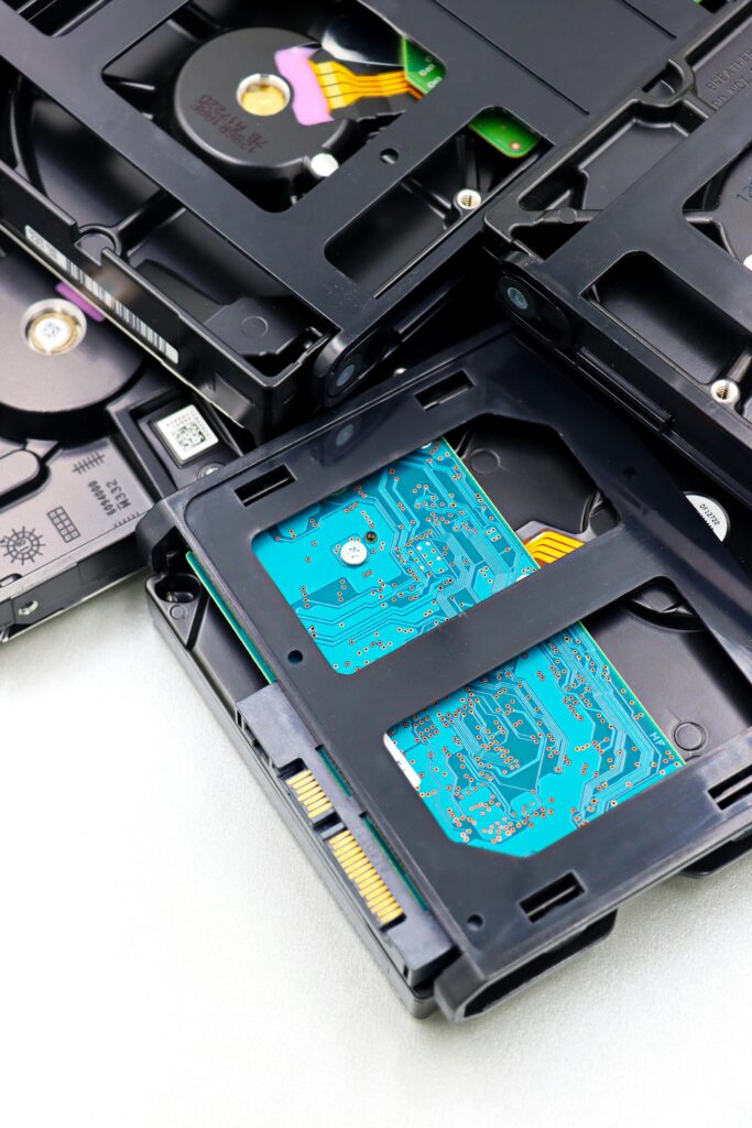 computer hard drives ready to be recycled